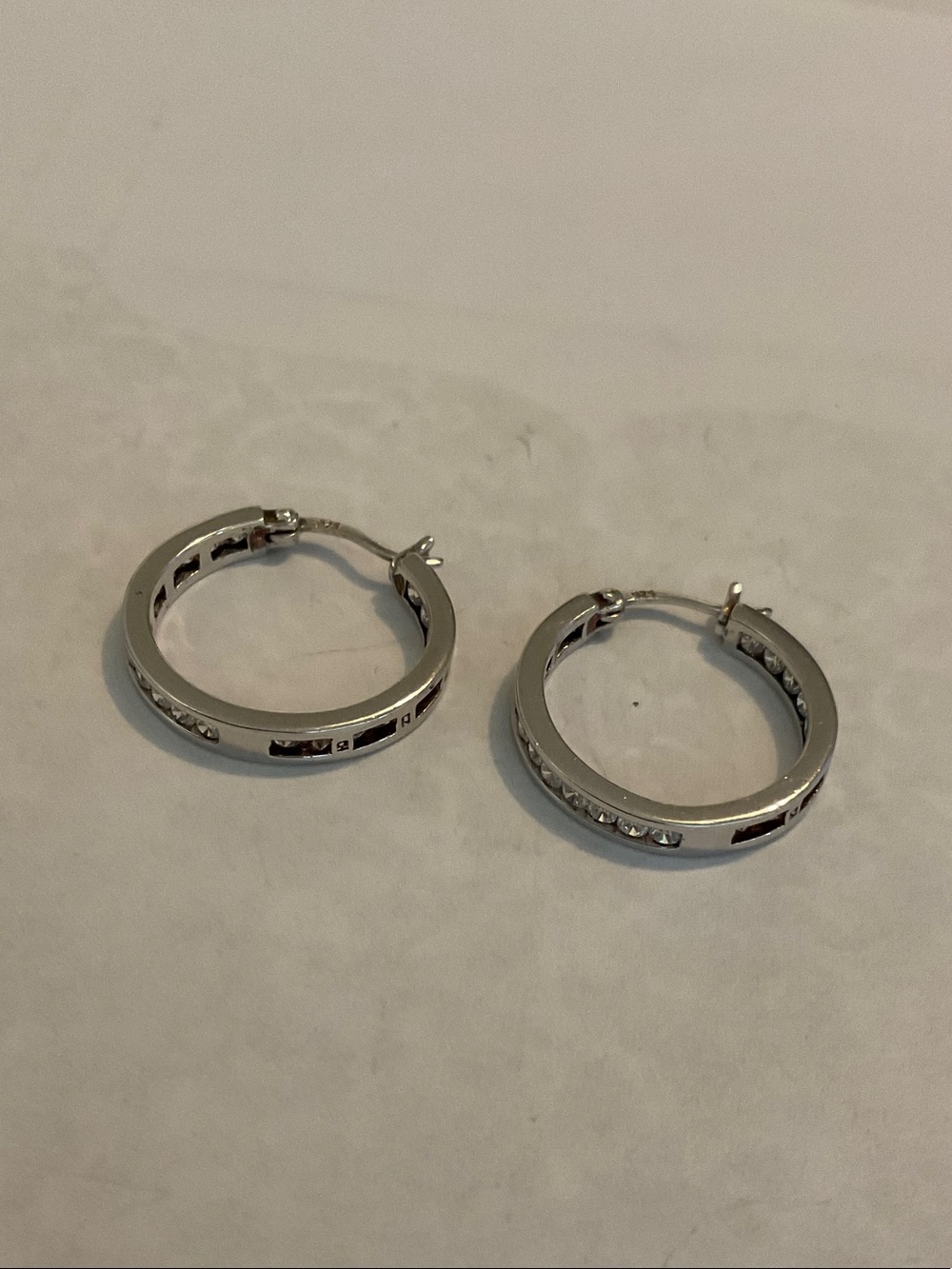 Solid sterling silver Cz hoop earrings